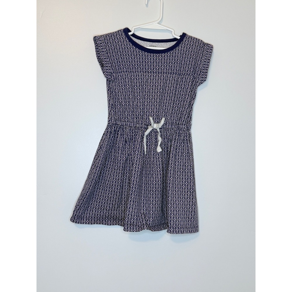 Carter's Girls Navy Blue Purple Geometric Diamond Dress 5T